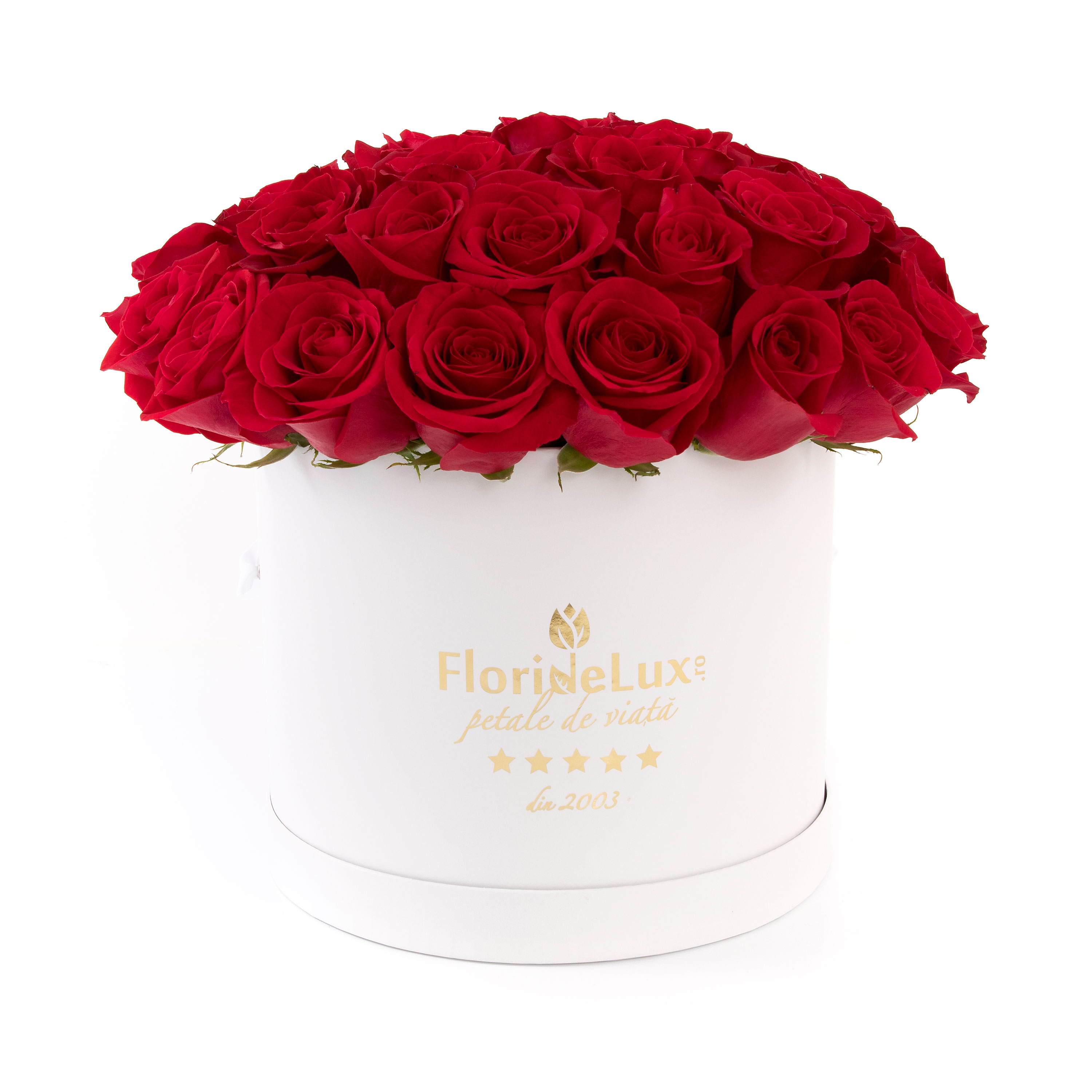 Trandafiri rosii in cutie de lux