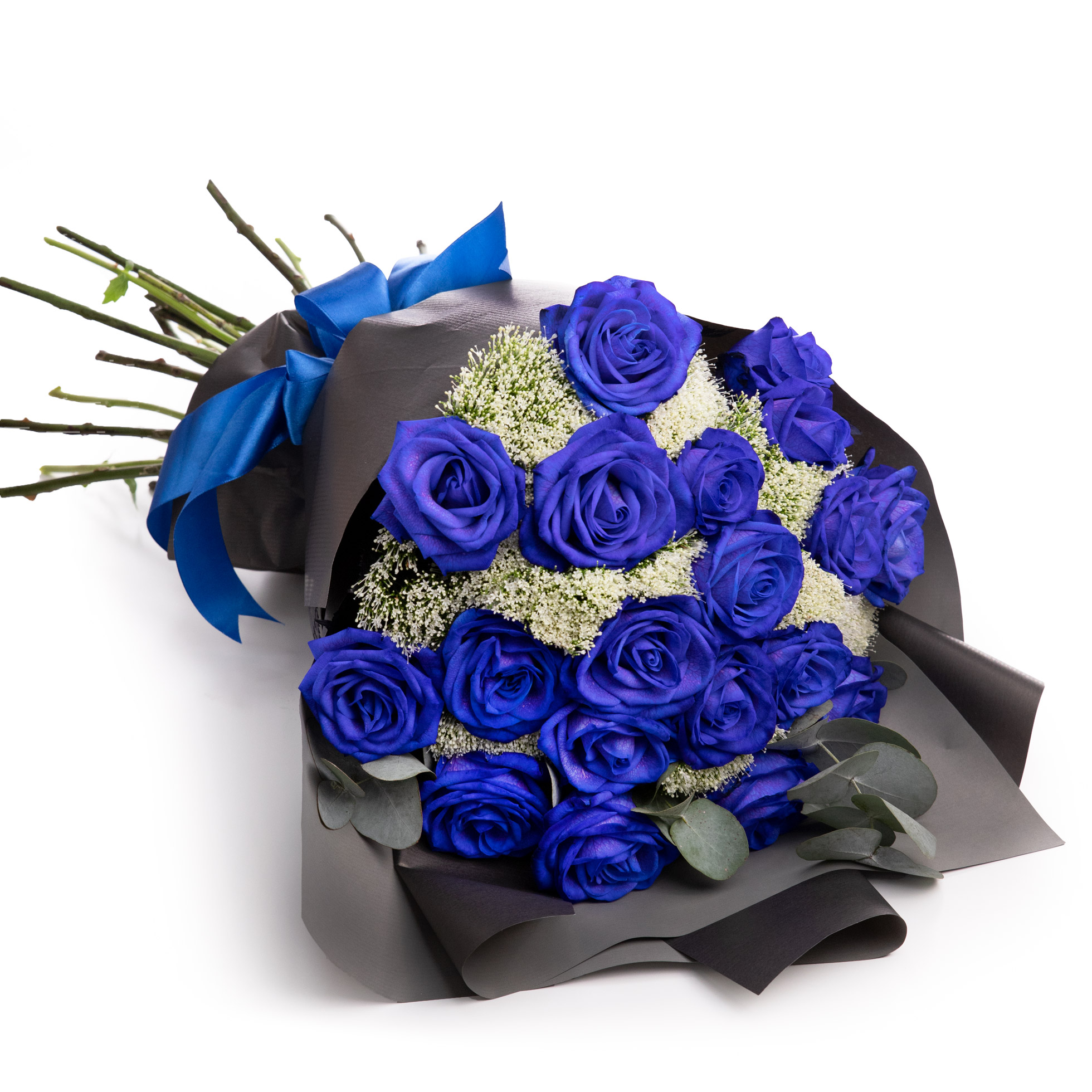 Buchet trandafiri albastri Blue Elegance-Premium