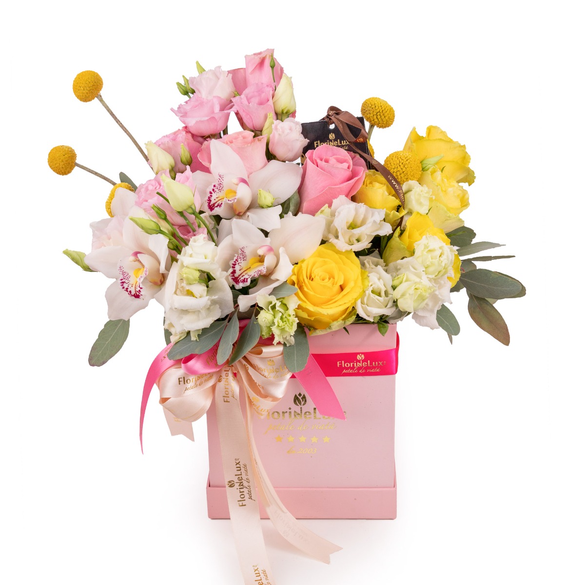 Cutie eleganta cu trandafiri galbeni-Premium