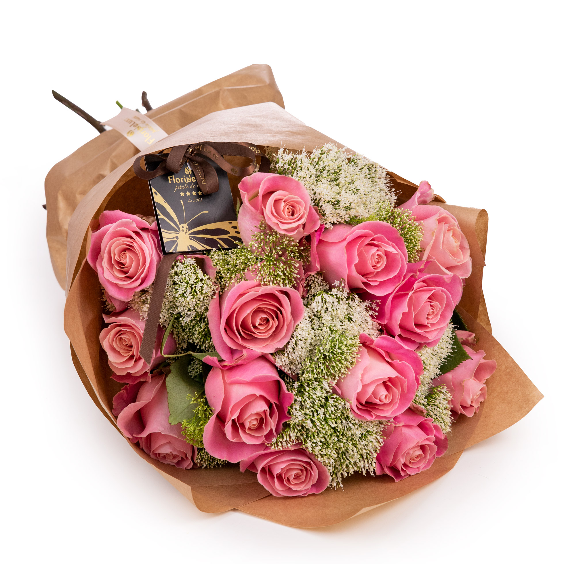 Trandafiri roz in ambalaj delicat-Premium